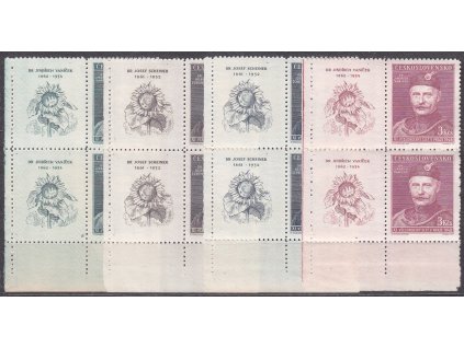 1948, 1-3Kčs Všesokolský slet, levé dolní roh. 4bloky, Nr.475-78, **
