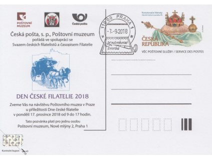 CSD 1, 2018, Den čs. filatelie, služební dopisnice, razítkované