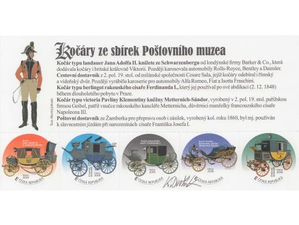 Dvořák, podpis na známkách "E" Kočáry z roku 2018, **
