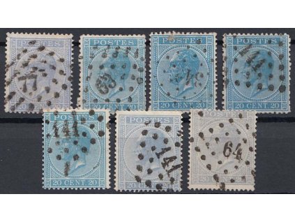 1865, 20C Leopold, 7 ks - odstíny barev, MiNr.15, razítkované