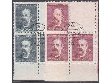 60h-1.20K Smetana, pravé dolní roh. 4bloky, Nr.118-19, razítkované, ilustrační foto