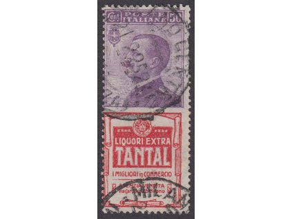 1924, 50 C s reklamním kuponem, MiNr.92/R 12, razítko, krátké zoubky