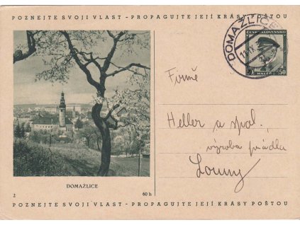 CDV 69 (2) Domažlice, DR Domažlice, dopisnice zasl. do Loun