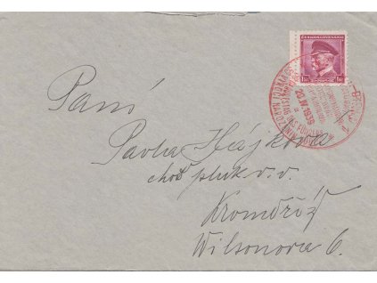 1939, Brno, Narozeniny vůdce, dopis zasl. do Kroněříže, stopy provozu