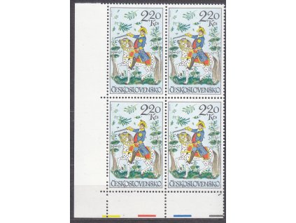 1972, 2.20Kčs Jezdectví, roh. 4blok s DV na ZP21 - bílá skvrna v 1 "O", Nr.1990, **