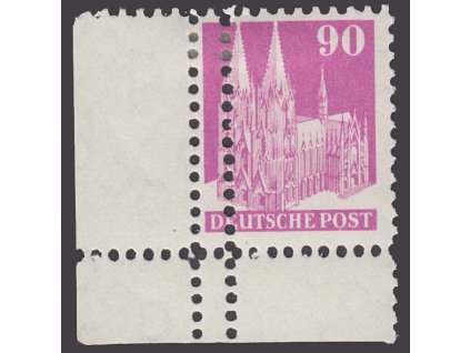 Americká a Britská zóna, 1948, 90 Pf Kostel, dvojitá perforace, * po nálepce