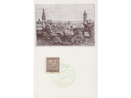 1938, Domažlice, Chodské dni, pohlednice, neprošlé