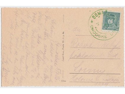 1936, Domažlice, Chodské dni, pohlednice zasl. do Loun