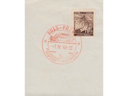 1940, Praha, Autopošta 7.IV.1940 1c, výstřižek