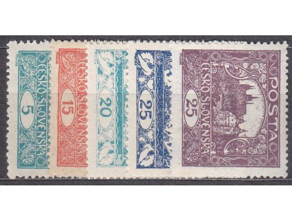 5-200h Hradčany, zoubkování A - Hz.13 3/4:13 1/2, * po nálepce, Nr.4A,7A,8A,10A,11A, ilustrační foto