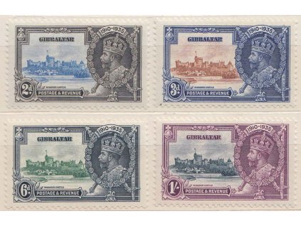 Gibraltar, 1935, 2P-1Sh série Jiří V., MiNr.100-3, * po nálepce