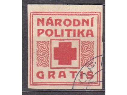 Novinová nálepka NÁRODNÍ POLITIKA GRATIS, Nr.NN17, razítkované, ilustrační foto