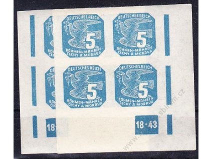 1943, 5h modrá, 2 roh. 4bloky s DČ 18-43, L+P, Nr.NV11, **