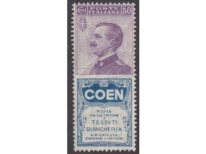 1924, 50 C Emanuel s reklamou, MiNr.92/R8, * po nálepce, vada