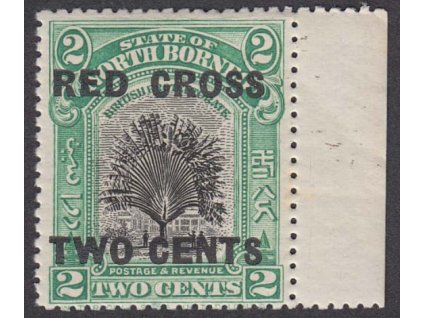 North Borneo, 1918, 2 C Výjev, rozteč 13 mm, MiNr.163II, **