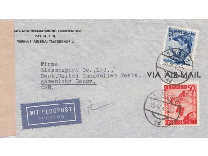 1949, DR Wien let. dopis zasl. do ČSR, cenzura