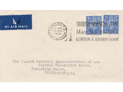Anglie, 1948, let. dopis se známkami s perfiny G H P a C, DR London