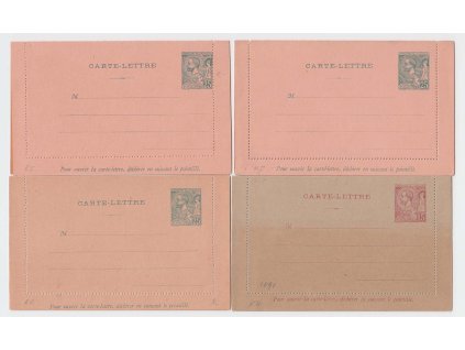 1891, 15 a 25 C Albert, 4 kusy zálepek, MiNr.K4,5,5,6,, posun perforace