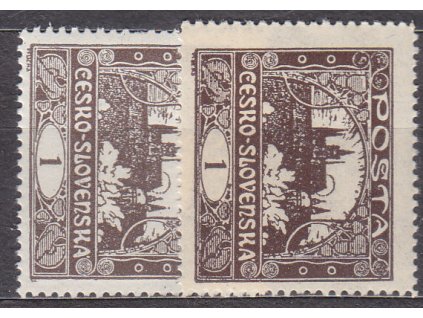 1h hnědá, Řz.13 3/4, 2 ks - odstíny hnědé, Nr.1C, **, ilustrační foto