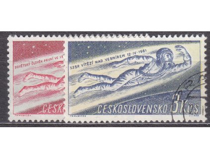 1961, 60h-3Kčs Vesmír, série, Nr.1177-8, razítkované, ilustrační foto