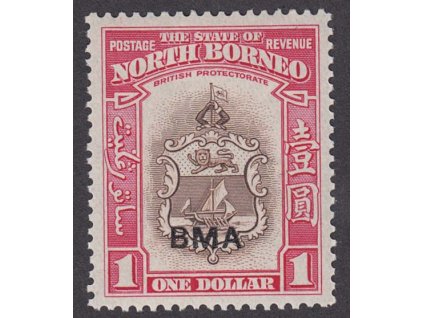 North Borneo, 1945, 1 Dolar s přetiskem BMA, MiNr.253, **