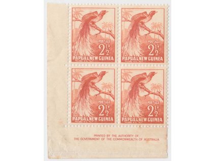 Papua a Nová Guinea, 1952, 2 1/2 P Pták, MiNr.4, ** , skvrnky - viz. foto