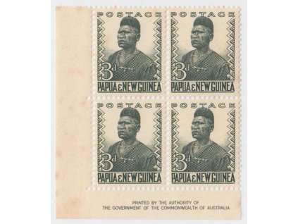 Papua a Nová Guinea, 1952, 3 P Domorodec, MiNr.5, ** , skvrnky - viz. foto