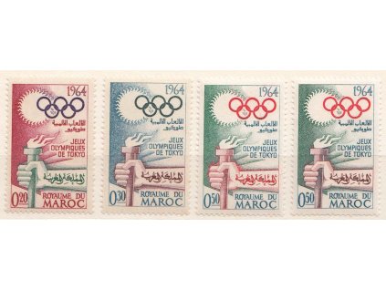 Maroko, 1964, 0.20-0.50 Dh série OH Tokio, MiNr.538-40, **