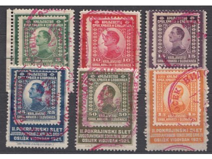 1921, II. Pokrajinsky Slet, propagační nálepky 5Pa-1D, pamětní razítko, *