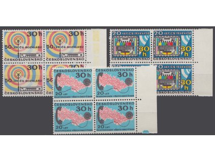1973, 30 h Výročí spojů, Nr.2026-28, ** , kraj. 4bloky