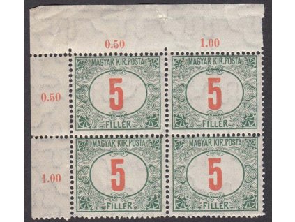 5 f Červené číslo, 4blok, zn. platná v ČSR, ** , archové lomy