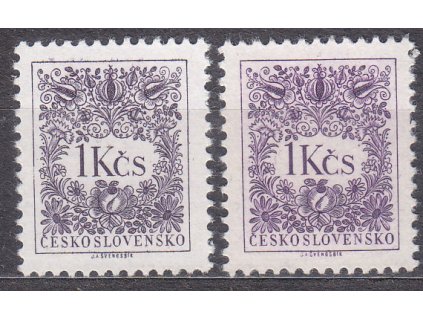 1963, 1Kčs Doplatní, RZ 11 1/4:11 3/4, 2 ks - odstíny fialové, Nr.D85, **