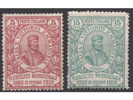 1910, 5-15 C série Garibaldi, MiNr.97-98, * po nálepce, kvalita - viz. foto