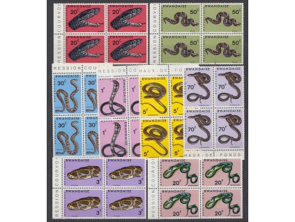Rwanda, 1967, 20C-70Fr série Hadi, MiNr.201-8, ** , 4bloky