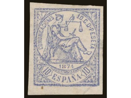 1874, 10C Alegorie, nezoubkované, MiNr.137U, (*)