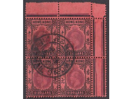 Hong Kong, 1912, 10 Dolar Jiří V., 4blok, Nr,113, razítkované, dv