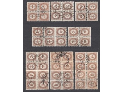 1900, 1-40 H doplatní, 4bloky, studijní sestava, různá jakost