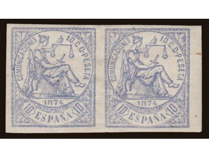 1874, 10C Allegorie, nezoubkovaná 2páska, MiNr.137U, těžší *