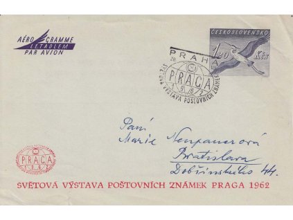 CAE 2 1.20 Kčs Volavka, přítisk PRAGA 1962, úprava C, pamětní razítko