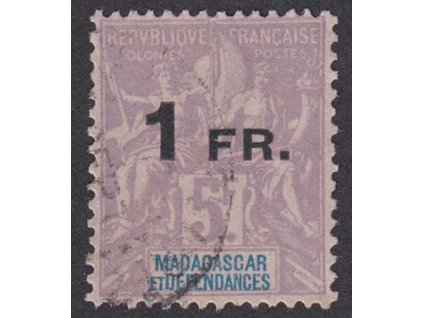 Madagaskar, 1921, 1Fr/5Fr Alegorie, MiNr.144, razítkované