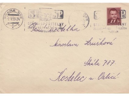 COB 5 K.Gottwald, DR Praha 2.5.53, zasl. do Kostelce, lehká omačkání