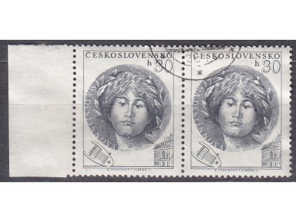 1953, 30h Destinová, krajová 2páska s ST II+I, Nr.757, razítkované