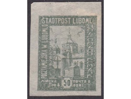 1918, Luboml, 50 H olivovozelená, tenký papír, MiNr.V., (*) , drobný fald
