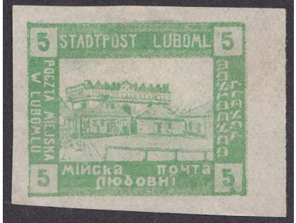 1918, Luboml, 5 H zelená, tenký papír, MiNr.I., (*)