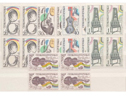 1974, 20h-1.60Kčs Hudební nástroje, čtyřbloky, Nr.2085-89, **