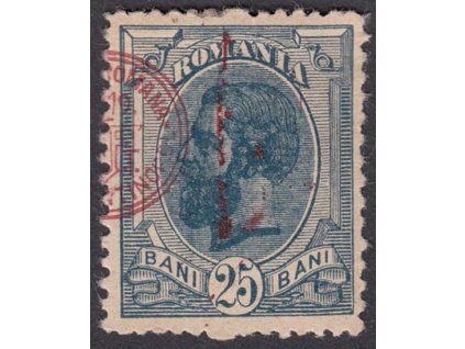 1919, Konstantinopol, 25 B Karel, posun přetisku, MiNr.4, těžší *