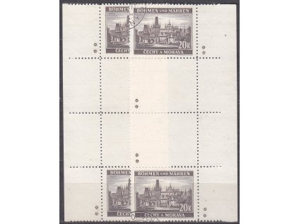 1940, 20K Praha, L+P svislé meziarší, hvězdička, Nr.49, razítkované