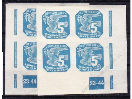 1945, 5h modrá, 2 roh. 4bloky s DČ 23-44, L+P, Nr.NV11, **