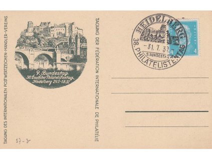 1932, Heidelberg, 38. Philatelistentag, propagační pohlednice, neprošlé