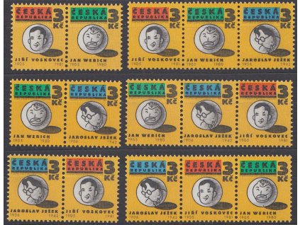 1995, 3 Kč Osvobozené divadlo, sestava spojek, Nr.67-69, **